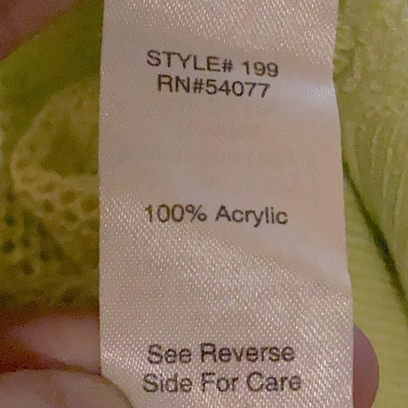 CAbi #199 Neon Yellow Split Back Pullover‎ Size XS 100% Acrylic - Picture 5 of 7